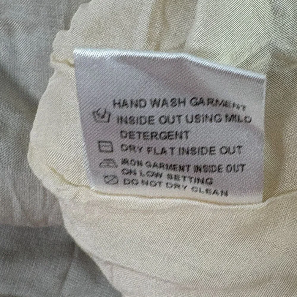 One One Six Dress Size S Blue Cream Tiered Open Back Tie Neck Boho Cottage - Picture 10 of 12